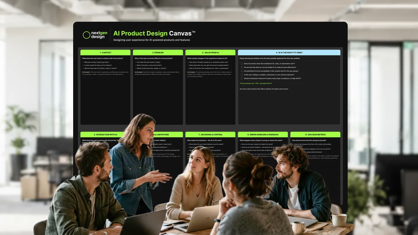AI Product Design Canvas – a framework for designing the user side of AI products